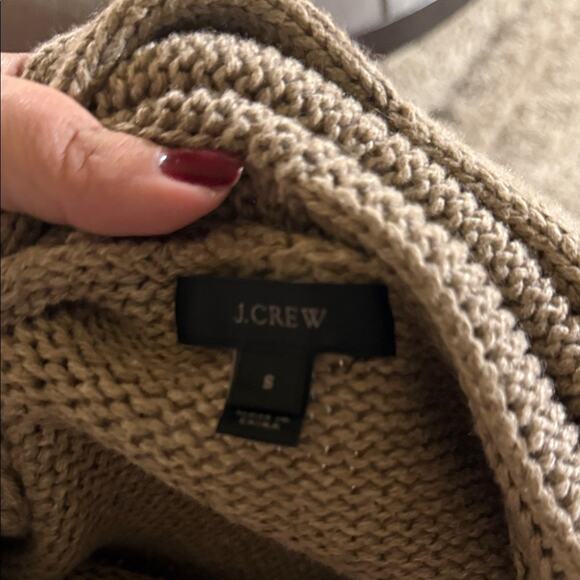 J. CREW chunky knit oversized minimal tan open front long line cardigan S - Picture 2 of 5